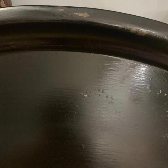 VTG Large Folk Art Toleware Tray Black Hand Painted Fruit 22x17.5” AAFA Cottage - Picture 3 of 12